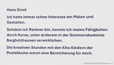 Hans Gnad: Kreative Stunden im Kindergarten