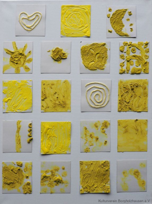 Farbefrohe Kinderkunst "Sonnengelb und Fantasie"