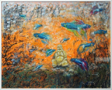 "Budda bei die Fische" - © Mischtechnik auf Papier - 60 x 80 cm - 2022