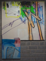 Die Zahnfee - Acryl, Öl, Sprayfarbe, Ölkreide, Kohle, Filzstift und Collage auf Leinwand - 105x140cm - 2021