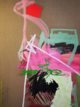 Ohne Titel - Öl, Acryl, Sprayfarbe, Filzstift, Ölkreide, Pastelkreide, Graphit. Buntstift und Collage auf Leinwand - 90x120cm - 2021