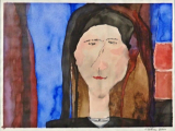 Fiddi Schildmann: Warten am Fenster - Aquarell