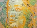 Yellow Belief - Mischtechnik LKW-Plane auf Holz 50 x 50 cm